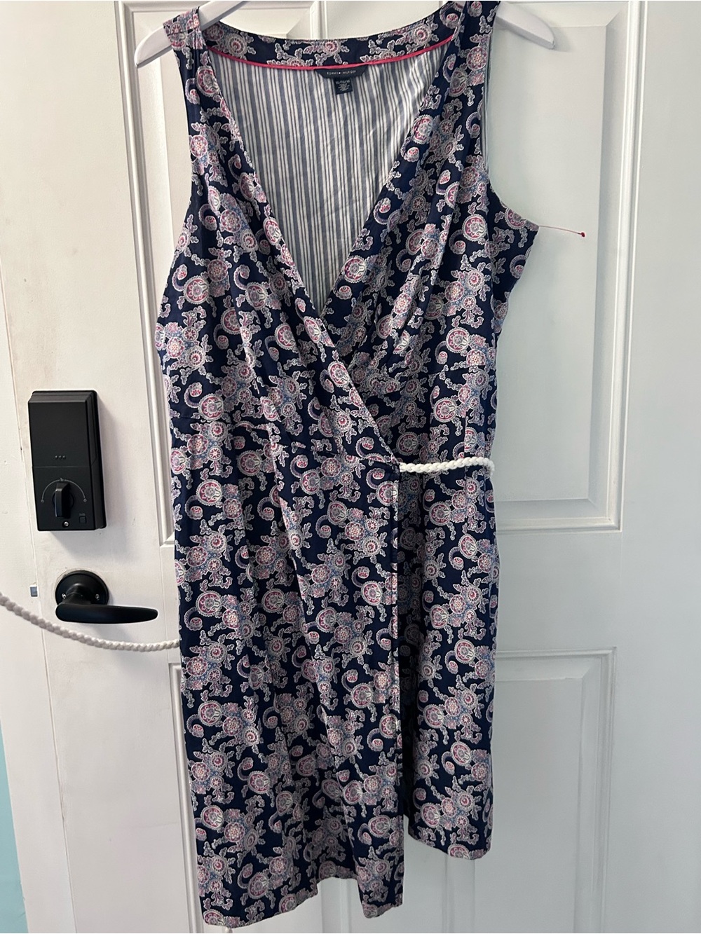 Tommy Hilfiger Navy Wrap Dress with Pink Paisley Print